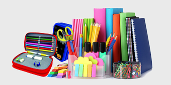 school supplies retail, pencil case assortment, office stationery set, file folders and desk organization, back-to-school essentials, educational tools and materials, colorful classroom supplies