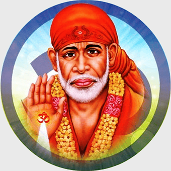 Sai Baba of Shirdi Bhajan, Aarti Sai Baba Hinduism, Shirdi Sai Baba image, Sai Baba with garland, spiritual guru art, divine blessing icon, sacred hindu deity illustration