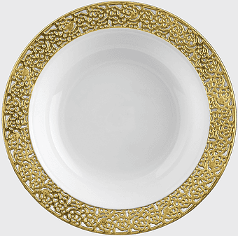 cloth napkins, disposable plate, tableware bowl, gold rimmed plate, elegant table setting, decorative dishware, festive dining essentials