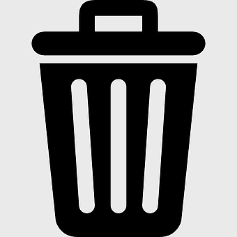 recycling bin icon, waste paper basket logo, black and white trash can, container symbol, digital waste management, eco-friendly disposal, minimalist waste icon
