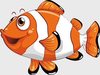 striped clown fish, orange and white striped fish, cartoon aquarium fish, clown fish illustration, marine life art, underwater creature, vibrant sea creature