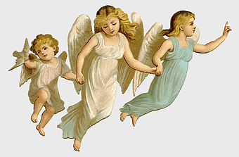Cherub Angel, Mary and child, guardian Angel figurine, Christian Angelology, heavenly beings, divine messengers, celestial artistry