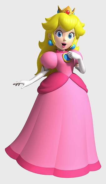 Princess Peach character, Super Mario Bros. Nintendo, Mario Luigi Superstar Saga, Mario Luigi Partners in Time, cartoon princess figure, video game character art, pink dress costume