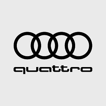 Audi Quattro logo, Audi car branding, Audi four rings symbol, Audi Quattro decal, luxury car emblem, automotive logo design, high-performance vehicle badge