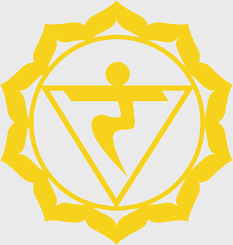 round yellow chakra logo, Manipura Celiac plexus symbol, yellow energy emblem, meditation design, spiritual iconography, chakra balance art, sacred geometry illustration