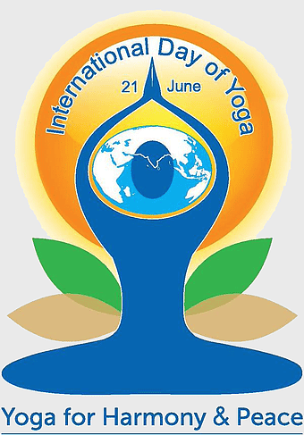 International Day of Yoga logo, hot yoga practice, spiritual yoga celebration, 21 June yoga event, global yoga harmony, peace through yoga, mindful exercise benefits