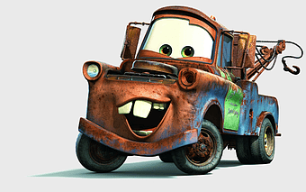 Disney Pixar Cars Tow Mater, Lightning McQueen animated cartoon, vintage car character, Pixar Cars Toons, animated tow truck, cartoon vehicle illustration, classic car animation