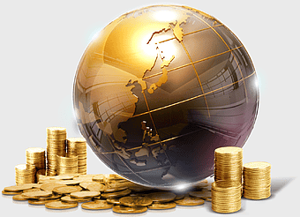 gold globe with coins, saving money illustration, investment wealth, golden earth sphere, financial growth concept, global finance, money management art