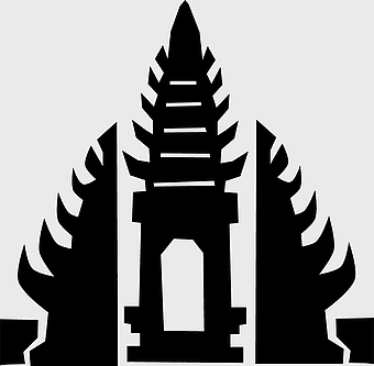 Balinese temple silhouette, monochrome bali temple, black and white balinese dance, desktop balinese icon, traditional balinese architecture, spiritual bali landmarks, cultural heritage sites