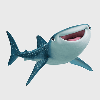 Finding Dory whale shark, Pixar animated marine life, cartoon ocean creatures, Dory movie characters, underwater animated characters, marine wildlife illustrations, sea creature art
