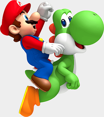 Super Mario Bros illustration, New Super Mario Bros Wii, mario mascot, video game cartoon, mario and yoshi adventure, nintendo gaming characters, classic mario series art