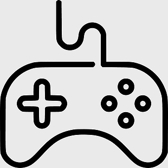 joystick icon, game controller illustration, monochrome gaming graphic, video game hardware symbol, interactive entertainment device, digital control interface, retro gaming aesthetics