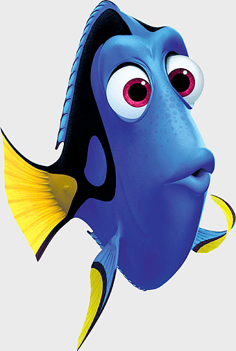 Dory illustration, Finding Nemo character, Pixar animation, Walt Disney Company, underwater adventure, marine life art, animated fish drawing