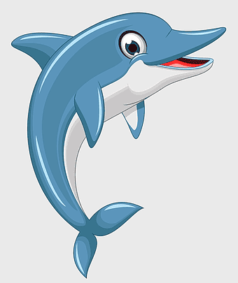 cartoon dolphin illustration, marine mammal art, common bottlenose dolphin drawing, dolphin cartoon character, underwater fauna depiction, playful marine creature, aquatic animal design