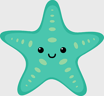 green starfish illustration, aquatic marine life, underwater invertebrates, beach sea creatures, oceanic echinoderms, marine biodiversity, cute marine fauna