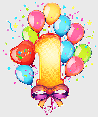 happy 1st birthday balloons, 1 year old celebration, birthday party supplies, cartoon birthday decorations, festive number one, colorful party balloons, milestone birthday celebration