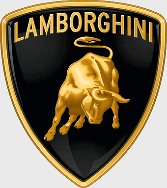 Lamborghini emblem, gold sports car logo, Lamborghini Aventador decal, supercar brand icon, luxury automotive symbol, high-performance vehicle badge, Italian car manufacturer crest