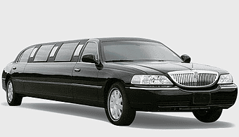 Lincoln Town Car stretch limo, luxury vehicle service, full-size limousine rental, mid-size car transportation, executive transportation options, premium automotive design, black stretch limo exterior