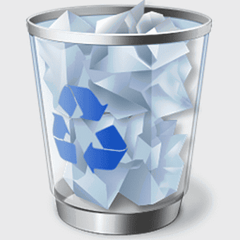 recycling bin icon, glass waste containment, waste hierarchy solution, taskbar recycle bin, sustainable waste management, blue arrow symbol, eco-friendly waste disposal