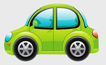 compact car cartoon, hand-painted vehicle illustration, vintage car drawing, green cartoon car, animated car design, playful car art, whimsical car graphic