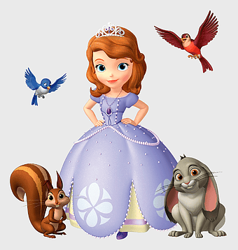 Princess Sofia Disney Junior, Sofia the First cartoon character, Disney Princess Sofia illustration, Sofia the First with animal friends, enchanted forest princess, fairy tale characters, magical kingdom adventures