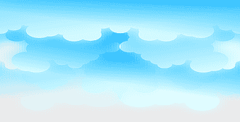 blue cartoon clouds, sky energy, fresh atmosphere, cartoon horizon, serene landscape, digital sky art, fluffy cloud art
