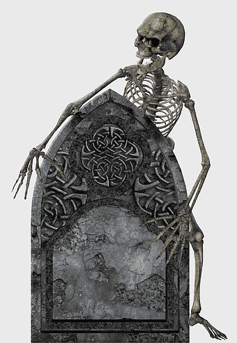 graveyard headstone, stone carving monument, cemetery tombstone, halloween grave decoration, ancient burial marker, skeletal figure, gothic cemetery art