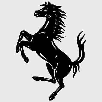 Ferrari logo, LaFerrari emblem, horse silhouette, Ferrari World Abu Dhabi, automotive branding, luxury car symbol, prancing horse iconography