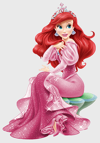 Ariel Disney Princess, Ariel in pink dress, Disney Princess figurine, Ariel character art, royal mermaid princess, enchanted princess illustration, fantasy princess costume