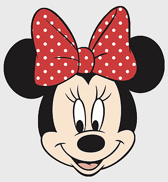 Minnie Mouse face, Minnie Mouse illustration, Walt Disney Company character, Minnie Mouse headgear, cartoon mouse art, polka dot bow, classic Disney drawing