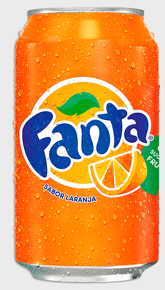 Fanta orange soda, orange soft drink can, non-alcoholic citrus beverage, Fanta orange flavor, refreshing citrus drink, carbonated orange soda, orange flavored soda can