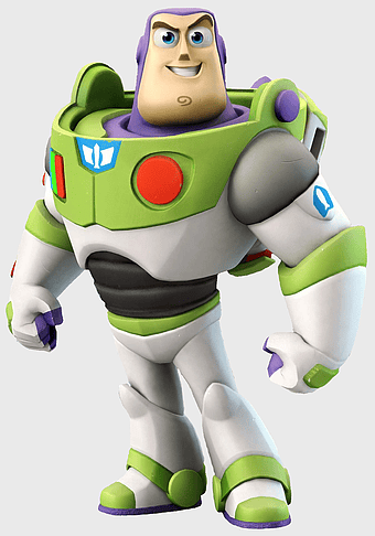 Buzz Lightyear illustration, Disney Infinity action figure, Toy Story character, green space ranger, Pixar animated hero, space adventure toy, futuristic cartoon mascot