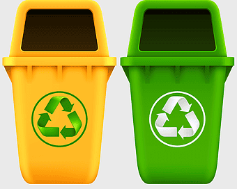 recycling trash, trash can, recycling symbol, rubbish disposal, waste management, eco-friendly bins, sustainable waste collection