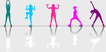 fitness center logo, personal trainer services, physical exercise routines, barbell workout, wellness center branding, exercise silhouette art, health and fitness design
