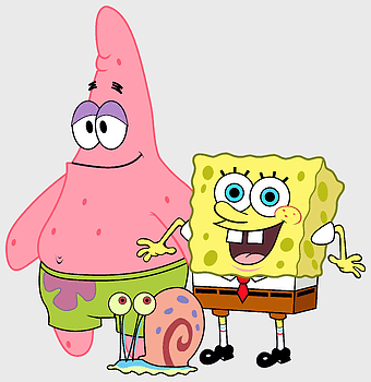 SpongeBob SquarePants and Patrick Star, cartoon characters, pink starfish, sponge illustration, underwater friends, animated series characters, sea creature art