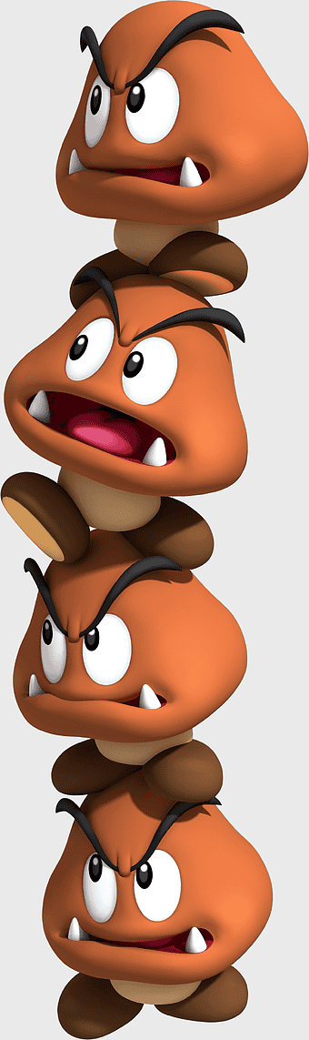 Super Mario 3D Land Goomba, Nintendo 3DS Mario Series, Super Mario Galaxy Bowser, Mario Bros cartoon characters, Goomba stack, Mario game enemies, Koopa Troopa gaming art