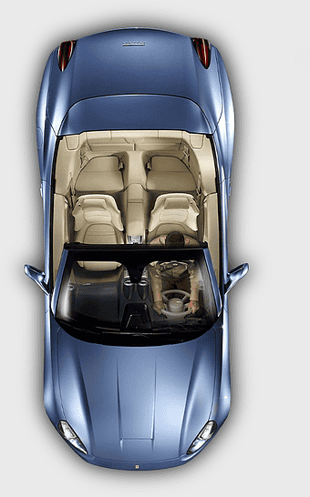 blue convertible top view, compact luxury car illustration, electric blue vehicle design, top view car interior, aerial perspective of car, automotive concept art, luxury transportation design