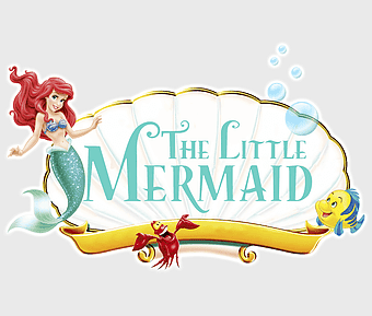 Ariel Disney Princess, Little Mermaid logo, Sebastian and Tinker Bell, fantasy mermaid characters, underwater fantasy art, Disney character illustrations, mythical sea creatures