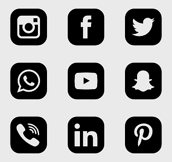 social media icons, monochrome logo, communication symbols, internet technology, digital branding, online networking, media interface, web connectivity