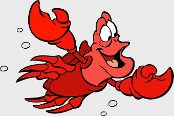 Sebastian Little Mermaid, Disney cartoon lobster, Ariel's friend character, red crustacean art, underwater sea creature, animated marine life, fantasy ocean character