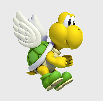 koopa turtle illustration, New Super Mario Bros U, yellow koopa troopa, mario series character, flying turtle toy, cartoon gaming character, video game collectible
