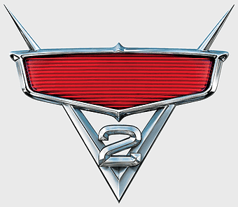 Cars 2 logo, Pixar film emblem, Walt Disney automotive design, Mater and Lightning McQueen, car movie branding, animated vehicle icon, red grille symbol