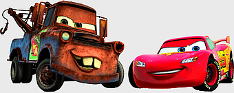 Lightning McQueen, Mater, Pixar Cars characters, automotive design, animated vehicle art, cartoon car illustration, tow truck character