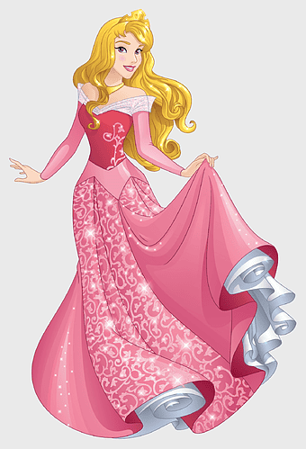 Disney Princess Aurora, Princess Aurora in pink gown, Aurora figurine, Disney Princess costume design, royal princess attire, enchanted princess character, fairytale princess illustration