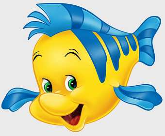 Flounder, little mermaid character, yellow fish, cartoon marine life, underwater adventure, Disney animation, aquatic creature, cheerful sea friend
