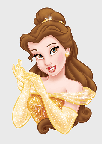 Belle Disney Princess, Beauty and the Beast character, cartoon Belle, Belle with brown hair, enchanted princess, fairytale beauty, magical Disney art
