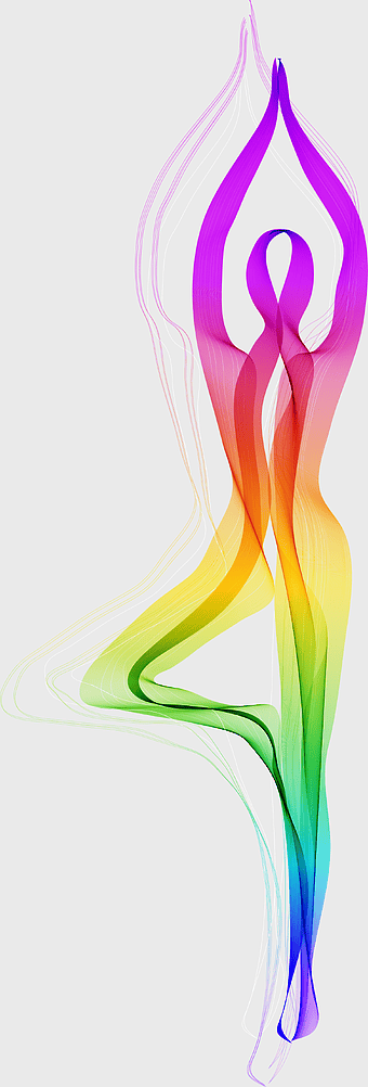 yoga Euclidean illustration, purple yoga girl, light effect yoga pose, yoga mat design, rainbow yoga art, abstract yoga figure, meditative yoga stance