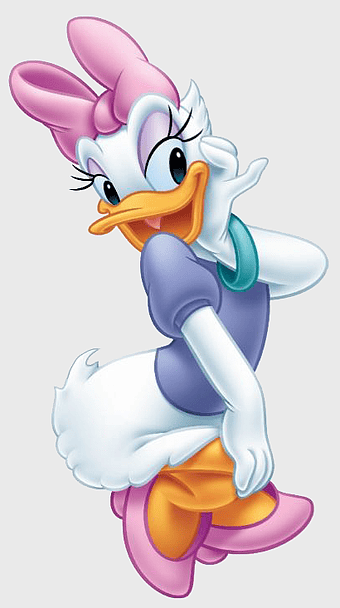 Daisy Duck, Disney cartoon character, Walt Disney Company mascot, Disney poster art, classic Disney illustration, animated duck character, vintage Disney design