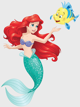 Ariel and Sebastian illustration, Disney Little Mermaid characters, mythical mermaid art, fantasy Disney Princess, underwater fantasy scene, animated mermaid tale, colorful Disney artwork