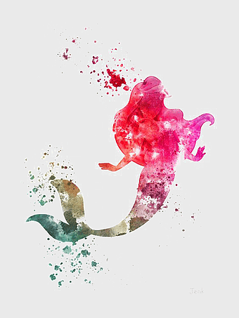 Ariel watercolor painting, Disney Princess Ariel art, mermaid tail illustration, hand-painted mermaid, fantasy ocean creature, underwater fantasy art, vibrant mermaid artwork